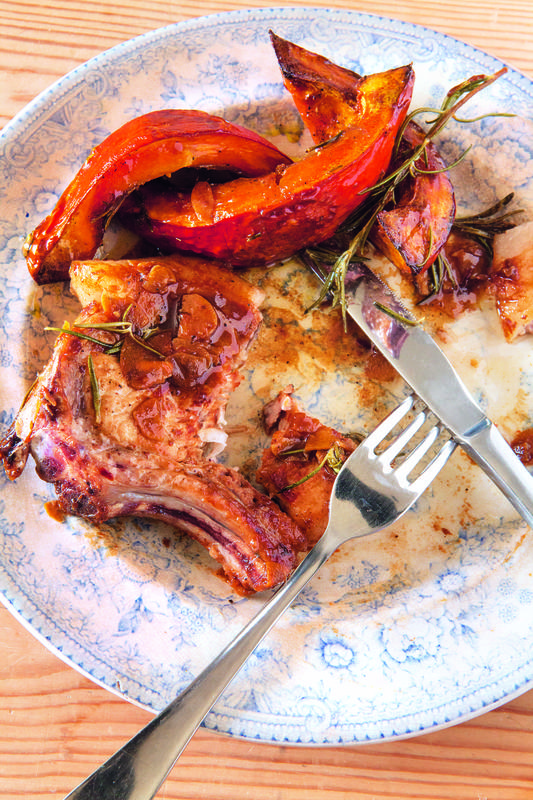 Pork chops with anchovies, rosemary, garlic and chilli River Cottage